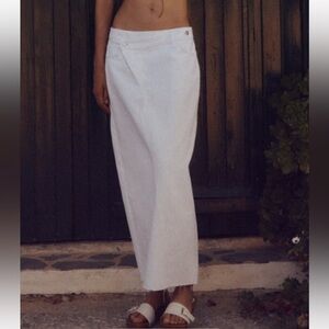 Zara Denim Midi Maxi Long Skirt With Slit